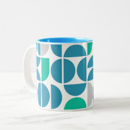 Mid Century Aquatische Tegels Tweekleurige Koffiemok