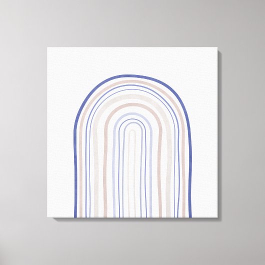 Mid Century Arches - Blauw en beige Canvas Afdruk (Voorkant)