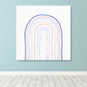 Mid Century Arches - Blauw en beige Canvas Afdruk (Insitu (Houten vloer))