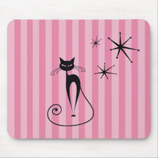 Mid-Century Atomic Black Cat Mousepad  Muismat