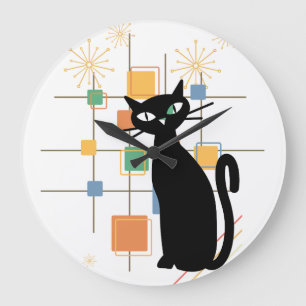 Mid century Atomic Cat barst vierkante muur clo Grote Klok