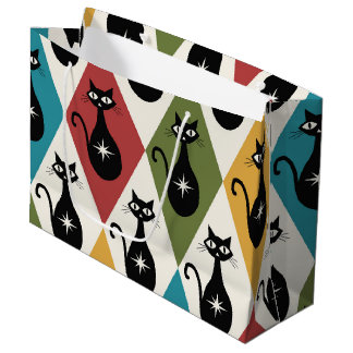 Mid Century Atomic cats on Harlequin diamonds Groot Cadeauzakje