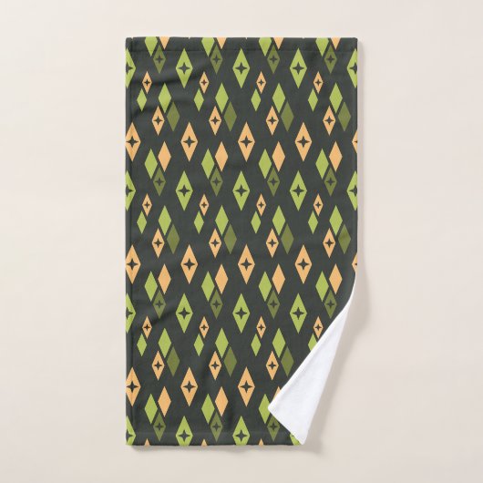 Mid Century Atomic Diamonds Pattern Groen Sinaasap Bad Handdoek (Handdoek)