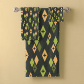 Mid Century Atomic Diamonds Pattern Groen Sinaasap Bad Handdoek
