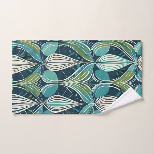 Mid Century Atomic Drops Blue Green Pattern (Serviette à main)