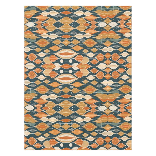 Mid Century Atomic Drops Ochre Modern Retro Tafelkleed (Voorkant)
