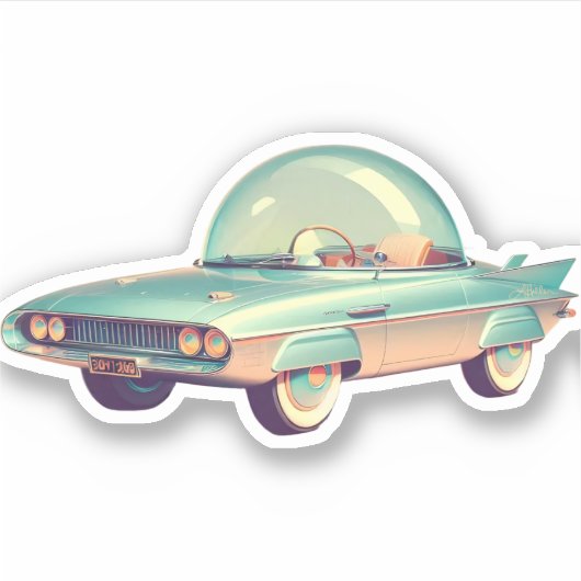 Mid Century Atomic Futuristic Concept Car Sticker (Voorkant)