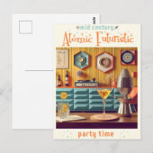 Mid Century Atomic Futuristic Party Room Briefkaart (Voorkant / Achterkant)