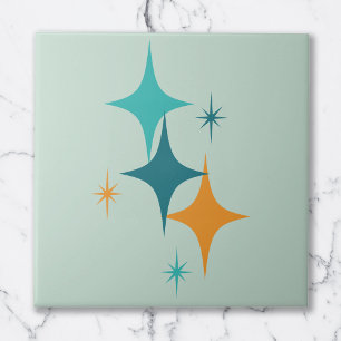 Mid Century Atomic Starburst Blauwgroen, Aqua, Sin Tegeltje
