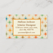 Mid Century Atomic Starburst Interieurontwerper Visitekaartje (Achterkant)