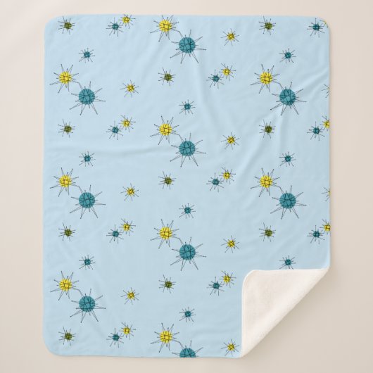 Mid-Century Atomic Starburst Sherpa Deken (Voorkant)