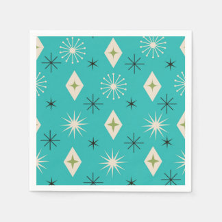 Mid Century Atomic Stars with diamonds on Teal  Servet