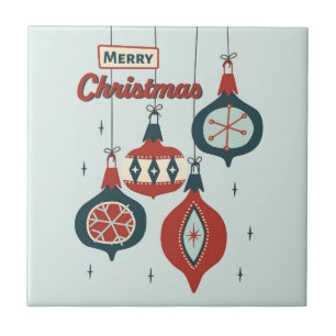 Mid-Century Atomistisch Kerstfeest Tegeltje