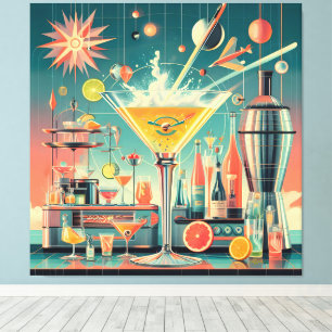Mid Century Atomistische Futuristische Citrus Mart Canvas Afdruk