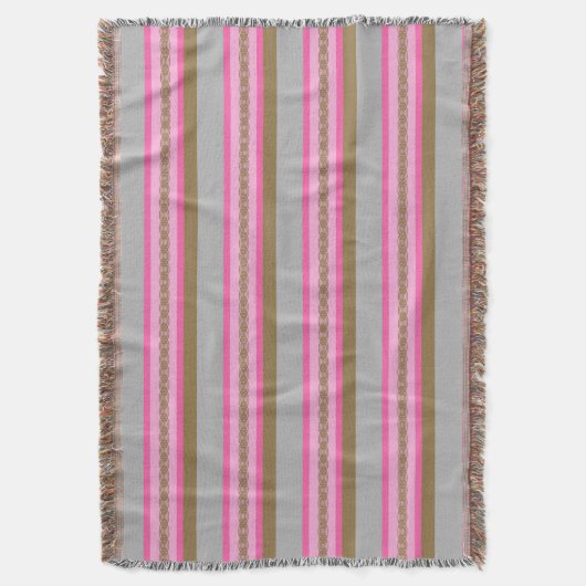 Mid-Century awning stripe - grijs / grijs, roze, t Deken (Voorkant Verticaal)