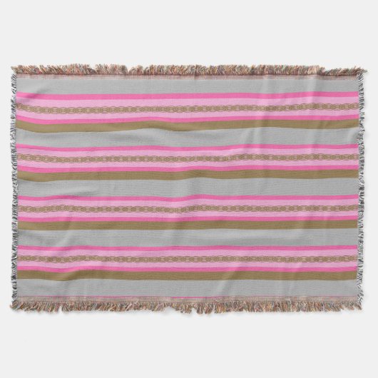 Mid-Century awning stripe - grijs / grijs, roze, t Deken (Voorkant)