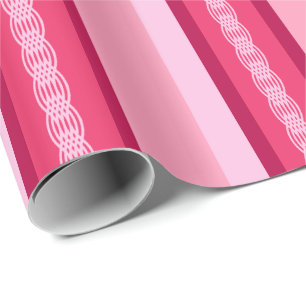 Mid-Century awning stripe - roze en wijn Cadeaupapier