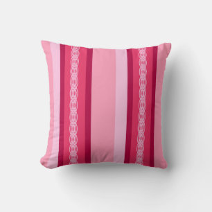 Mid-Century awning stripe - roze en wijn Kussen