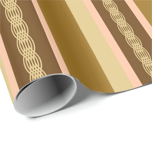 Mid-Century awning stripe - tan en perziken Cadeaupapier (Rol Hoek)
