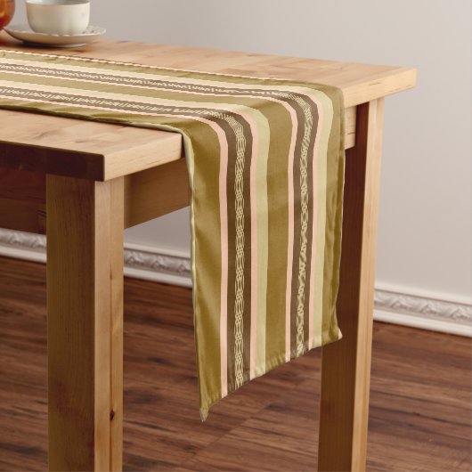 Mid-Century awning stripe - tan en perziken Korte Tafelloper (Voorbeeld)