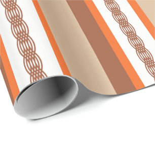 Mid-Century awning stripe - taupe en koraal Cadeaupapier