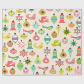 Mid Century Bird en Ornament Pattern Cadeaupapier (Vlak)