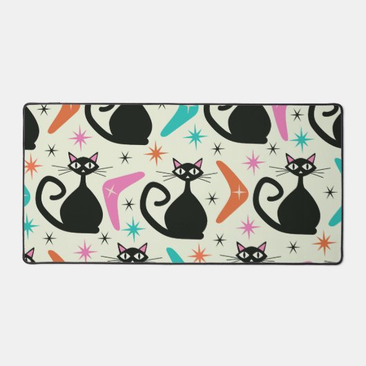 Mid Century Black Atomic Cats with Boomerangs  (Recto)