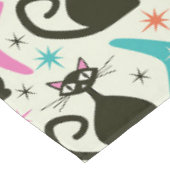 Mid Century Black Atomic Cats with Boomerangs Tafelkleed (Gekanteld)
