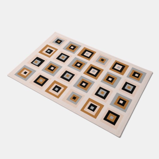 Mid Century Black en Terracotta Squares Pattern Deurmat (Schuin)