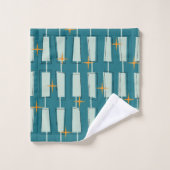 Mid Century Blocs atomiques modernes Turquoise, Aq (Gant de toilette)