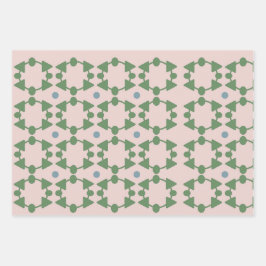  Mid Century Blush Roze, Sage & Blauw Inpakpapier Vel