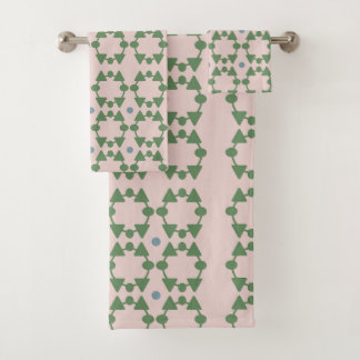 Mid Century Blush roze, salie & blauw Bad Handdoek