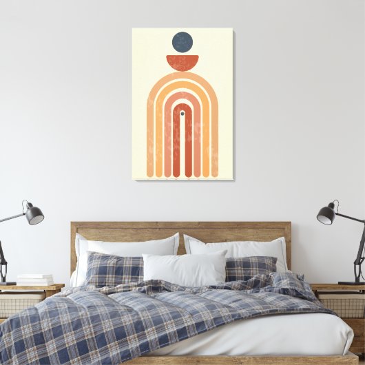 Mid Century Boho Art, met grote afwerking Canvas Afdruk (Insitu (Slaapkamer))