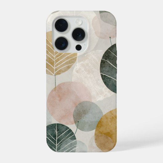 Mid Century Botanical Leaf  – Boho Earth iPhone Hoesje (Achterkant)