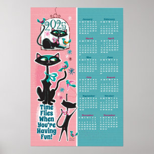 Mid-Century Cats Calendar Keuken Poster