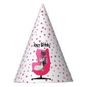 Mid Century Cats Roze Stoel Polka Dots Feesthoedjes (Voorkant)
