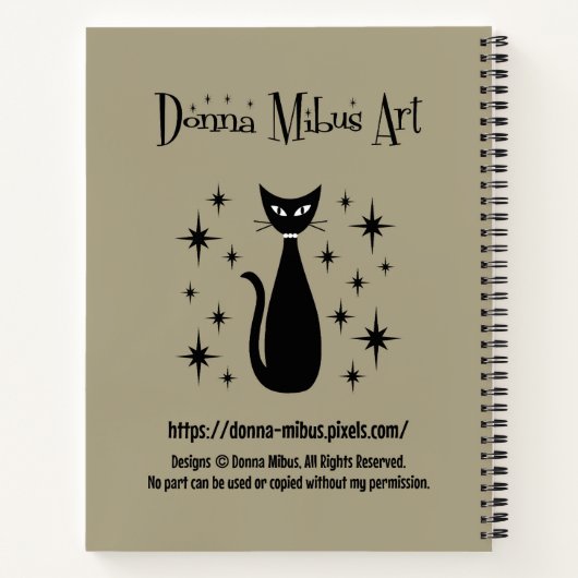 Mid Century Cats with Brick Wall Notitieboek (Achterkant)