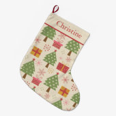 Mid Century Christmas Atomic Trees custom name  Grote Kerstsok (Voorkant (Hangend))