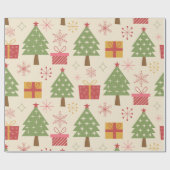Mid Century Christmas Atomic Trees with Snowflakes Cadeaupapier (Vlak)