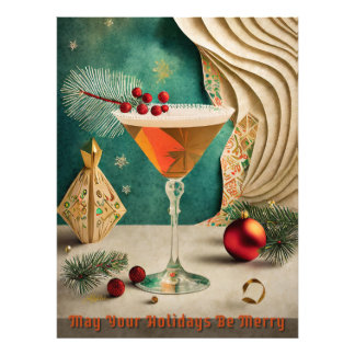Mid Century Christmas Cocktail Party Happy Hour Foto Afdruk