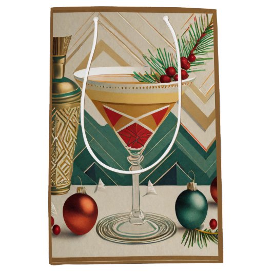 Mid Century Christmas Cocktail Party Happy Hour Medium Cadeauzakje (Voorkant)