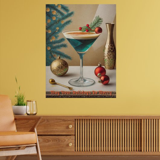 Mid Century Christmas Cocktail Party Happy Hour Poster (Woonkamer 2)