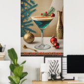 Mid Century Christmas Cocktail Party Happy Hour Poster (Thuiskantoor)