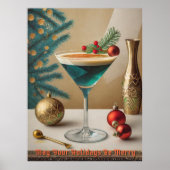 Mid Century Christmas Cocktail Party Happy Hour Poster (Voorkant)