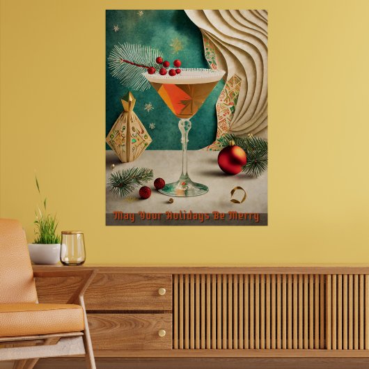 Mid Century Christmas Cocktail Party Happy Hour Poster (Woonkamer 2)