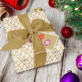 Mid-Century Christmas Snowflake Ornament Inpakpapier Vel