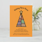 Mid-century Christmas Tree Holiday Open House Kaart (Staand voorkant)