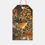 Mid Century Christmas vrolijk en heldere cocktail Cadeaulabel (Voorkant)