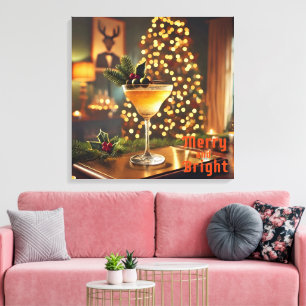 Mid Century Christmas vrolijk en heldere cocktail Canvas Afdruk