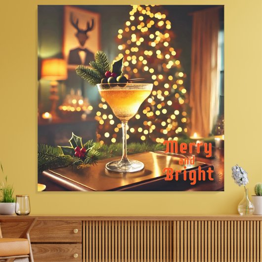 Mid Century Christmas vrolijk en heldere cocktail Canvas Afdruk (Insitu (Woonkamer))